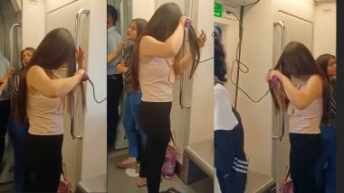 Hair Straightening in Delhi Metro: दिल्ली मेट्रो को बना लिया घर! ट्रेन में बाल स्ट्रेट करती लड़की का VIDEO वायरल