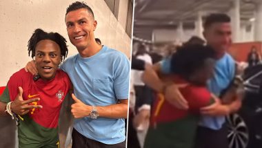 Speed Meets Cristiano Ronaldo: क्रिस्टियानो रोनाल्डो से मिले सुपर फैन आईशोस्पीड, राफेल लीओ का किया आभार व्यक्त, फुटबॉल लीजेंड को लगाया गले, देखें तस्वीरें और वीडियो