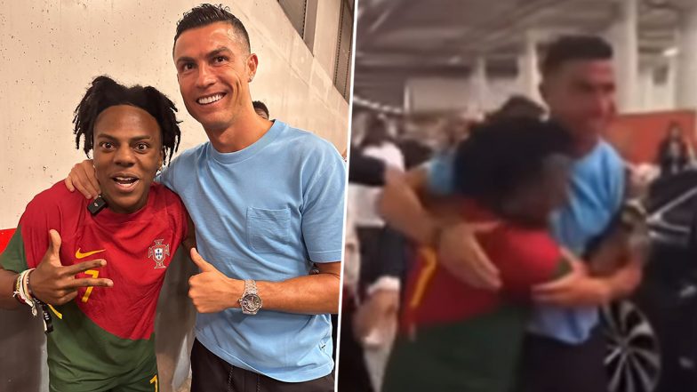 Speed Meets Cristiano Ronaldo: क्रिस्टियानो रोनाल्डो से मिले सुपर फैन आईशोस्पीड, राफेल लीओ का किया आभार व्यक्त, फुटबॉल लीजेंड को लगाया गले, देखें तस्वीरें और वीडियो