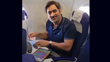 MS Dhoni Spotted Playing Candy Crush: एमएस धोनी को फ्लाइट के अंदर कैंडी क्रश खेलते देखा गया, एयर-होस्टेस के साथ हुआ कुछ ऐसा जिस पर फैंस दे रहे प्रक्रिया, देखें वीडियो