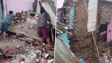 MP Building Collapse: मध्य प्रदेश के भिंड में भारी बारिश के चलते दो मंजिला इमारत गिरी (See Pics)