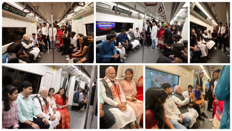 PM Modi in Delhi Metro: दिल्ली मेट्रो में पीएम मोदी ने छात्रों को डिजिटल पेमेंट करने की दी सलाह, देखें VIDEO