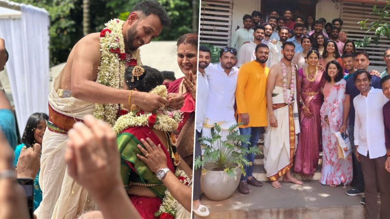 Prasidh Krishna Wedding: प्रसिद्ध कृष्णा ने मंगेतर रचना के साथ शादी के बंधन में बंधें; श्रेयस अय्यर, जसप्रीत बुमराह समारोह में  हुए शामिल, देखें तस्वीरें
