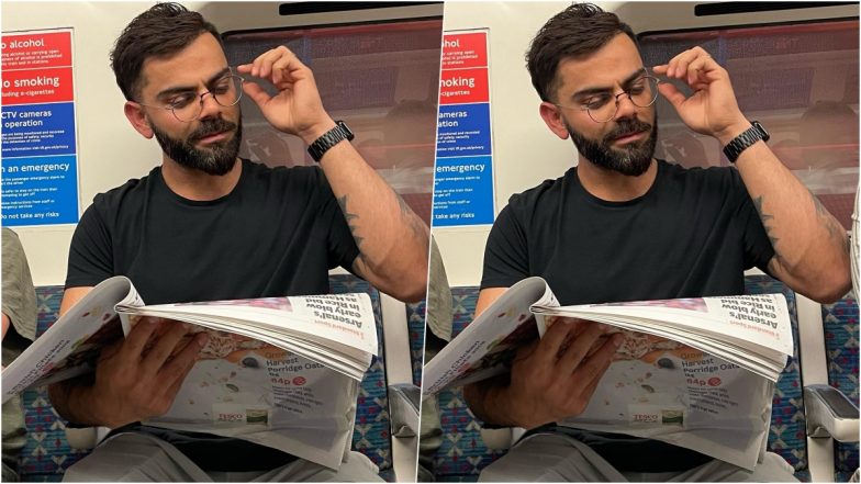 'When in the Tube' विराट कोहली को अपने नए इंस्टाग्राम पोस्ट में ट्यूब में टैब्लॉइड पढ़ते पोस्ट डाली है, स्टार भारतीय क्रिकेटर की वायरल तस्वीर पर डाले एक नजर