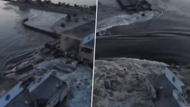Nova Kakhovka Dam Collapse: यूक्रेन पर बड़ा खतरा, 'नोवा कखोवका' बांध के टूटने से भारी तबाही (Watch Video)