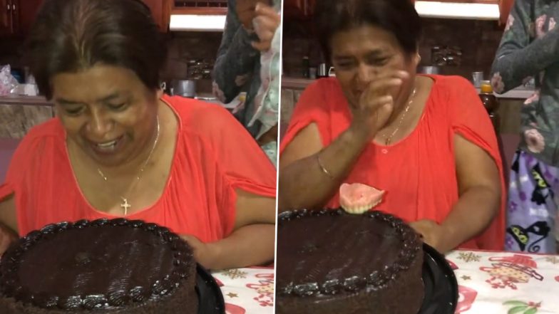 Viral Video: बर्थडे केक खाने से पहले ही गिर पड़े आंटी के नकली दांत, मजेदार वीडियो हुआ वायरल