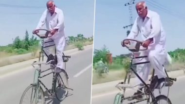 सड़क पर डबल डेकर साइकिल चलाकर अंकल ने दिखाया स्वैग, जुगाड़ देख लोग बोले- उतर के दिखाओ तो जानें (Watch Viral Video)