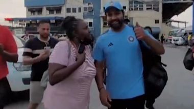 Rohit Sharma Meets Female Fan In Trinidad Video: वेस्टइंडीज में लोकल विंड बॉल क्रिकेट के कप्तान से मिले रोहित शर्मा, दोनों ने की बातचीत, देखें वीडियो