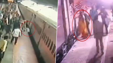 Thane Railway Station Accident: आरपीएफ और एमएसएफ के जवान के सूझबूझ से चलती ट्रेन और प्लेटफॉर्म के बीच फंसे यात्री की बची जान, देखें वीडियो