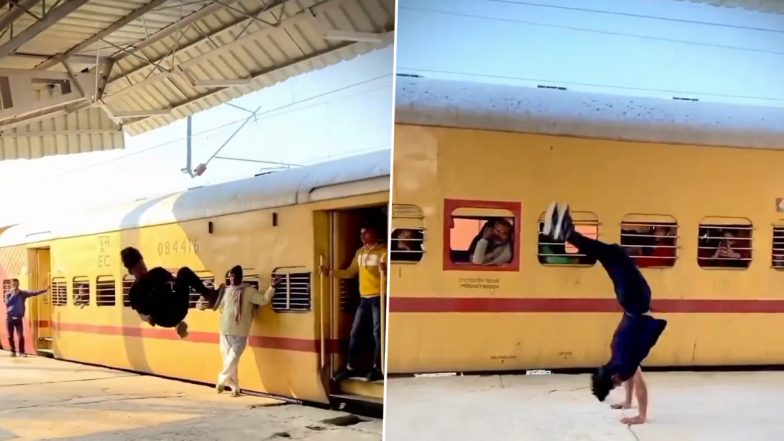 Cartwheel on Railway Platform: रेलवे प्लेटफॉर्म पर कार्टव्हील कर रहा था लड़का, वीडियो वायरल होने के बाद गिरफ्तार