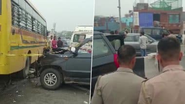 Ghaziabad Road Accident: गाजियाबाद के पास दिल्ली-मेरठ एक्सप्रेसवे पर भीषण सड़क हादसा, स्कूल बस-कार की टक्कर में 6 लोगों की मौत- Video