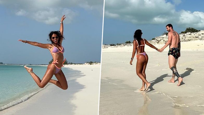 Lionel Messi Vacation With Wife Antonela Roccuzzo: लियोनेल मेस्सी पत्नी एंटोनेला रोकुज़ो के साथ फन बीच वेकेशन&nbsp;का उठा रहे लुफ्त, बिकिनी में देखें खूबसूरत कपल की तस्वीरें