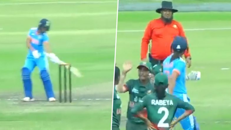 Harmanpreet Kaur Loses Her Cool: आउट होने के बाद गुस्से में आई भारतीय कप्तान हरमनप्रीत कौर, बल्ले से स्टंप पर मारा; सोशल मीडिया पर वीडियो वायरल