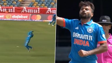 Mukesh Kumar Gets His Maiden ODI Wicket On Debut: मुकेश कुमार ने पहले स्पेल में की शानदार गेंदबाजी, एलिक अथानाज़े को भेजा पवेलियन; वीडियो वायरल