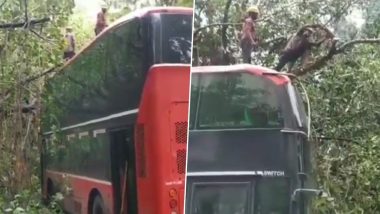 Tree Falls on AC Double Decker Bus in Mumbai: मुंबई में बड़ा हादसा टला, बारिश के चलते एसी डबल डेकर बस पर पेड़ गिरा- Video