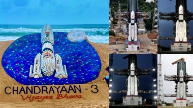 विजयी भव! सुदर्शन पटनायक ने Chandrayaan-3 के लिए बनाया शानदार सैंडआर्ट, 500 स्टील के कटोरे का किया इस्तेमाल