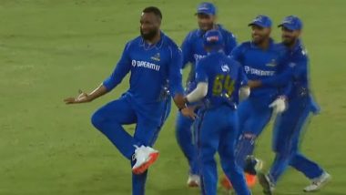 Kieron Pollard Unique Celebration: एमएलसी मैच में आंद्रे रसेल को आउट करने के बाद कीरोन पोलार्ड ने अनोखे अंदाज में  मनाया जश्न, देखें वीडियो