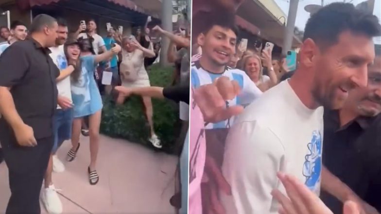 Lionel Messi Mobbed by Fans: मियामी में स्टोर से बाहर आते हुए फैंस ने लियोनेल मेस्सी को घेरा, देखें वायरल वीडियो