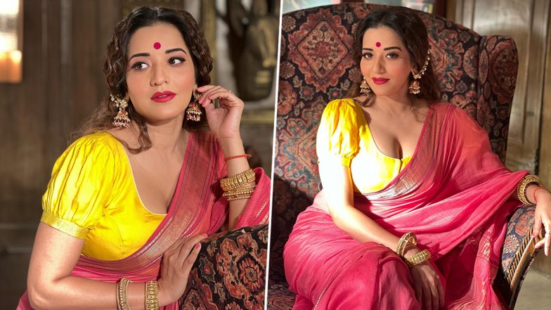 भोजपुरी अदाकारा Monalisa ने रेड साड़ी पहन ढाया कहर, एक्ट्रेस की हॉटनेस ने इंटरनेट का बढ़ाया तापमान  (View Pics)