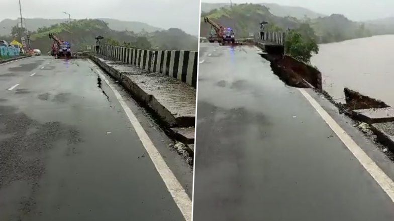 Video: महाराष्ट्र के रायगढ़ में बारिश से हाहाकार! भरभराकर पानी में गिरा सड़क का हिस्सा