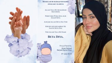 Sana Khan Blessed With Baby Boy: पूर्व एक्ट्रेस सना खान बनीं पहली संतान की मांं, बेटे को दिया जन्म (View Pic) 