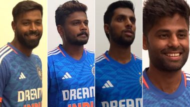 Team India Players In T20 New Jerseys: वेस्टइंडीज के खिलाफ टी20 सीरीज से पहले नई जर्सी में दिखें हार्दिक पंड्या, संजू सैमसन समेत ये खिलाडी, देखें वीडियो