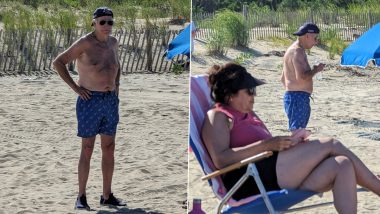 Shirtless Joe Biden on US Beach Photos: अमेरिकी राष्ट्रपति जो बाईडेन का बीच पर स्विमिंग ट्रंक और बेसबॉल कैप पहने तस्वीरें वायरल, देखें पोस्ट