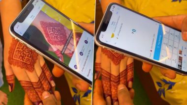 QR Code Mehndi Video: आर्टिस्ट ने हाथ पर मेहंदी से बनाया क्यूआर कोड डिजाइन, पेमेंट के लिए इसे स्कैन करें, देखें वीडियो