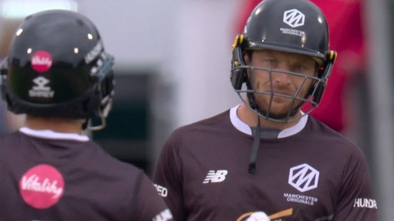 Jos Buttler Smashes 26-Ball Half-Century: जोस बटलर ने 26 गेंदों में लगाया अर्धशतक, मैनचेस्टर ओरिजिनल्स ने मेन्स हंड्रेड के फाइनल में किया क्वालीफाई, देखें हाइलाइट्स वीडियो