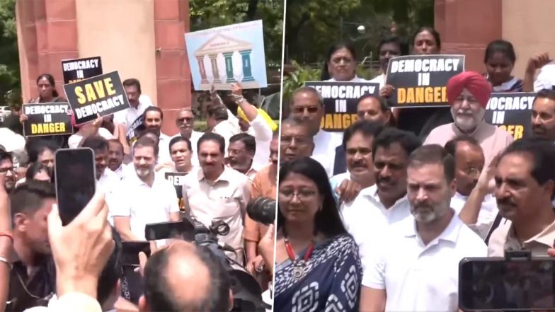 Video: कांग्रेस नेता अधीर रंजन चौधरी के निलंबन पर सांसदों ने लोकसभा की कार्यवाही का किया बहिष्कार, डॉ. अंबेडकर की प्रतिमा तक किया मार्च