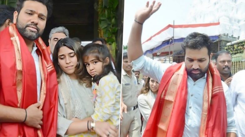 Rohit Sharma Visits Tirupati Balaji Temple: एशिया कप से पहले रोहित शर्मा ने परिवार के साथ किए तिरूपति बालाजी मंदिर के दर्शन, देखें वीडियो