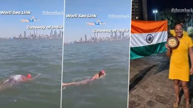 Woman Swims 36 Km From Worli Sea Link to Gateway of India: महिला ने वर्ली सी लिंक से गेटवे ऑफ इंडिया तक की तैराकी, देखें वीडियो