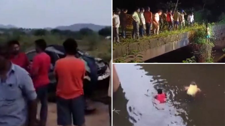 Andhra Pradesh Car Accident Video: आंध्र प्रदेश के पूर्वी गोदावरी जिले में कार फिसलकर नहर में गिरी, 3 को बचाया गया, 2 की तलाश जारी