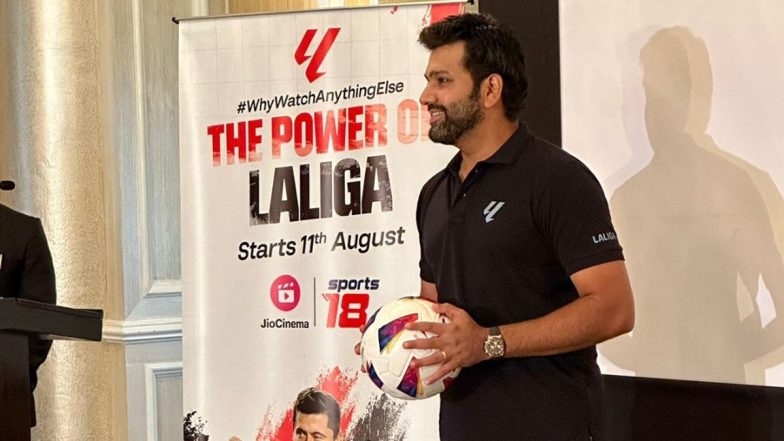 Rohit Sharma Named La Liga's Brand Ambassador: स्पेनिश लीग लालिगा के नए ब्रांड एंबेसडर बने रोहित शर्मा, देखें तस्वीर