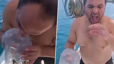 Man Tries to Eat Jellyfish: आदमी ने जेलिफ़िश को काटने की कोशिश की, उसके बाद जो हुआ...देखें वीडियो