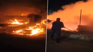 Gurugram Fire Video: गुरुग्राम के सेक्टर 70 के एक गोदाम में लगी भीषण आग, काबू पाने की कोशिश जारी