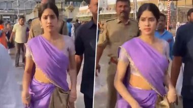 Janhvi Kapoor Seeks Blessings at Tirumala Temple: जान्हवी कपूर दर्शन के लिए पहुंची तिरुमाला स्थित श्री वेंकटेश्वर स्वामी मंदिर, एक्ट्रेस का सादगी भरा वीडियो हुआ वायरल (Watch Video)