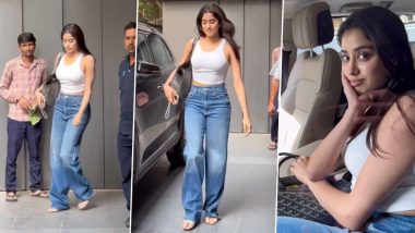 व्हाइट क्रॉप टॉप और डेनिम पैंट में Janhvi Kapoor ने बिखेरा जलवा, एक्ट्रेस की क्यूट स्माइल देख फिदा हुए फैंस (Watch Video)