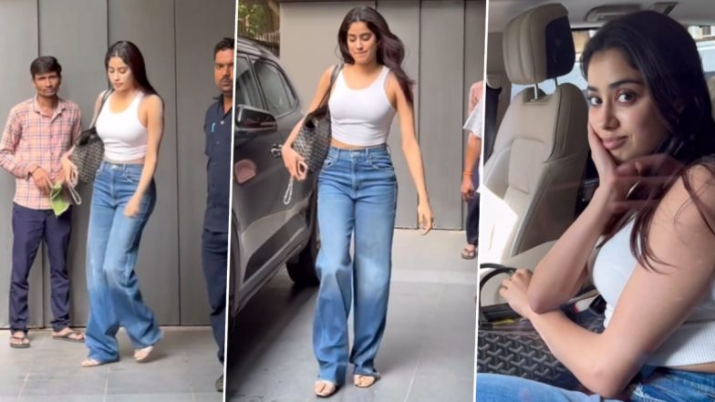 व्हाइट क्रॉप टॉप और डेनिम पैंट में Janhvi Kapoor ने बिखेरा जलवा, एक्ट्रेस की क्यूट स्माइल देख फिदा हुए फैंस (Watch Video)