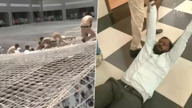 Mumbai: मंत्रालय में किसानों का प्रदर्शन, जमीन के उचित मुआवजे की मांगा को लेकर सुरक्षा के लिए लगाए गए बिल्डिंग के जाल पर कूदे- VIDEO