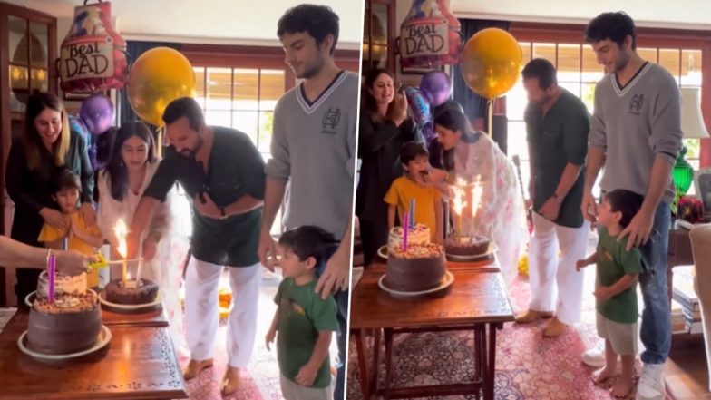 Saif Ali Khan Birthday: सैफ अली खान ने करीना कपूर और सारा अली के साथ मनाया जन्मदिन, तैमूर और इब्राहिम भी आए नजर (Watch Video)
