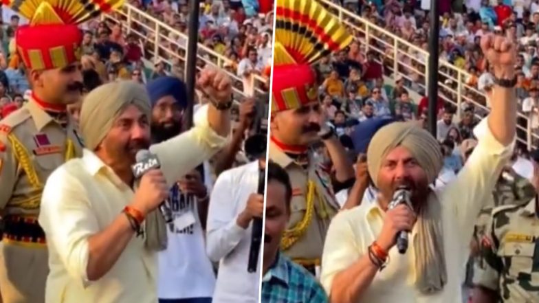 'Hindustan Zindabad Tha Hai Aur Rahega': सनी देओल ने वाघा बॉर्डर पर लगाए 'हिंदुस्तान जिंदाबाद' के नारे,  'हिंदुस्तान जिंदाबाद था है और रहेगा' (Watch Video)