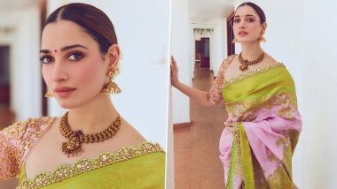 Tamannaah Bhatia ने सिजलिंग साड़ी पहन दिए पोज, एक्ट्रेस की दिलकश अदाओं ने जीता यूजर्स का दिल (View Pics)