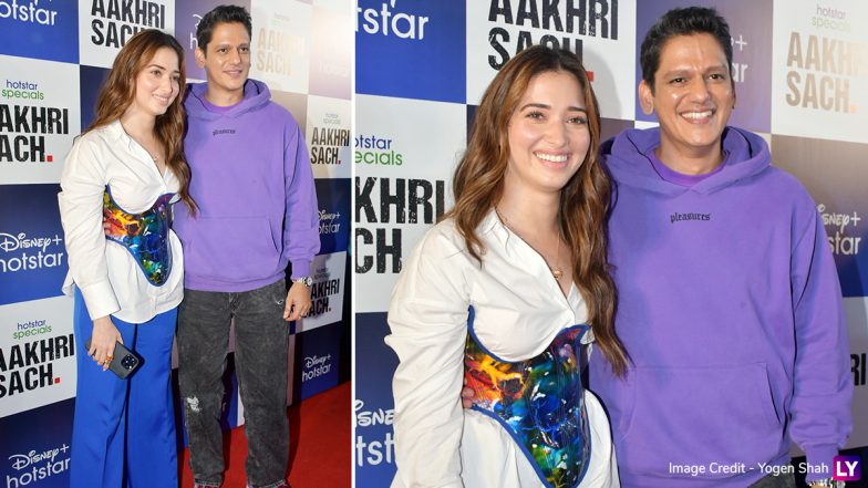Vijay Varma&nbsp;और Tamannaah Bhatia ने रोमांटिक अंदाज में दिए पोज, सोशल मीडिया पर वायरल हुआ वीडियो (Watch Video)