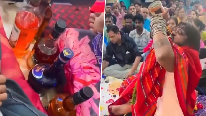 शराब पीकर भक्तों को आशीर्वाद देते हैं दारू वाले बाबा, भीड़ में कर दी ऐसी हरकत कि Viral Video देख गुस्साए लोग