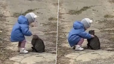 बच्चे ने बिल्ली को बड़े प्यार से सहलाते हुए किया किस, मासूम की क्यूटनेस पर फिदा हुए लोग (Watch Viral Video)