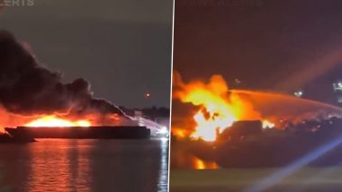Florida: पेंसाकोला के एक रीसाइक्लिंग केंद्र में लगी भीषण आग, दमकल की कई गाड़ियां मौके पर मौजूद (Watch Video)