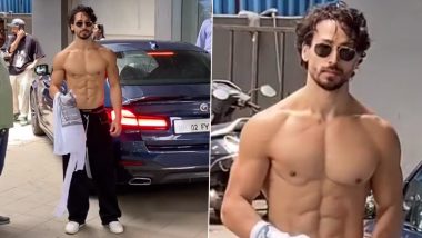 Tiger Shroff Shirtless Video: टाइगर श्रॉफ ने मीडिया के सामने शर्टलेस होकर दिए पोज, एक्टर की परफैक्ट बॉडी देख चकराए लोग (Watch Video)