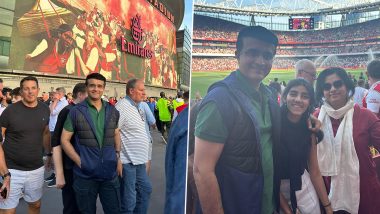 Sourav Ganguly Attends Arsenal vs Manchester Match: परिवार के साथ प्रीमियर लीग के आर्सेनल बनाम मैनचेस्टर यूनाइटेड मैच देखने पहुंचे सौरव गांगुली, देखें पोस्ट