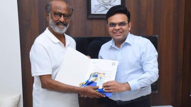 Jay Shah Presents ‘Golden Ticket’ To Rajnikanth: बीसीसीआई सचिव जय शाह ने आईसीसी क्रिकेट विश्व कप के लिए  सुपरस्टार रजनीकांत को दिए गोल्डन टिकट